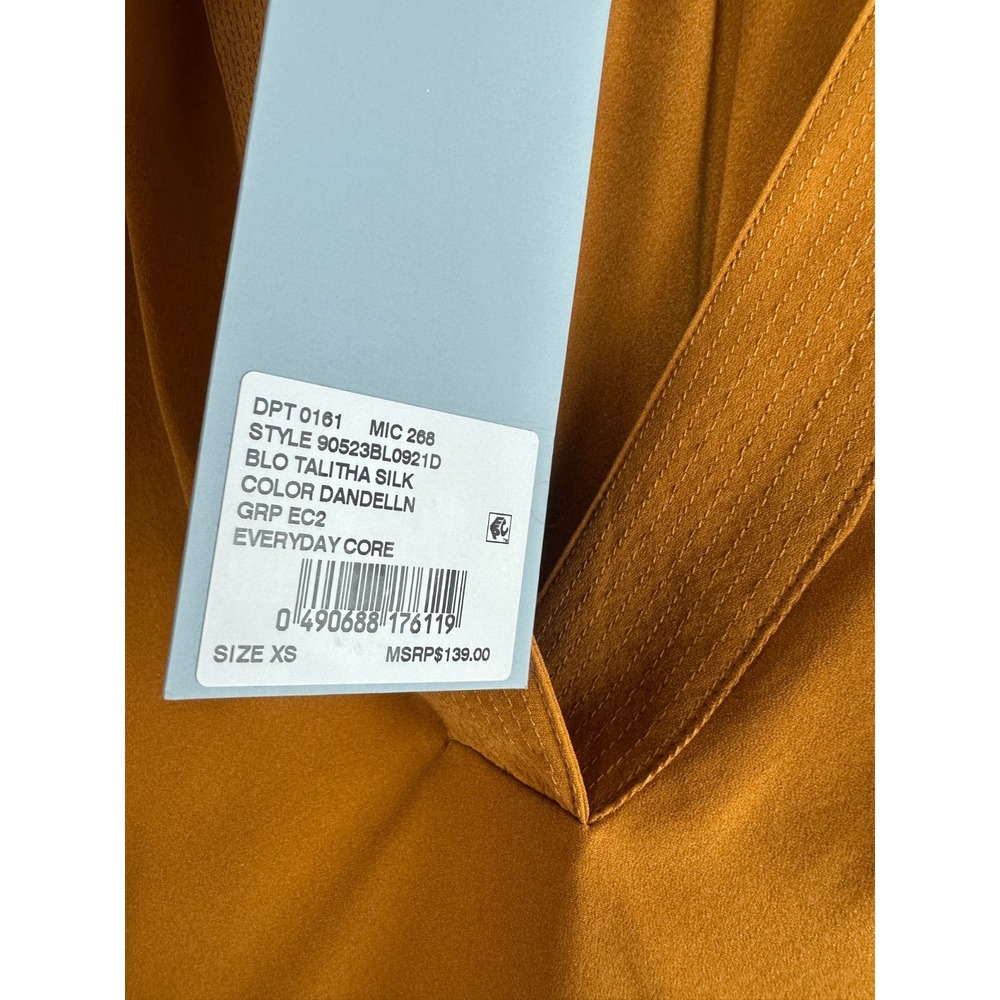 NEW Antonio Melani Talitha Silk Blend Blouse Dandelion Yellow Gold Split Neck XS - Picture 6 of 12